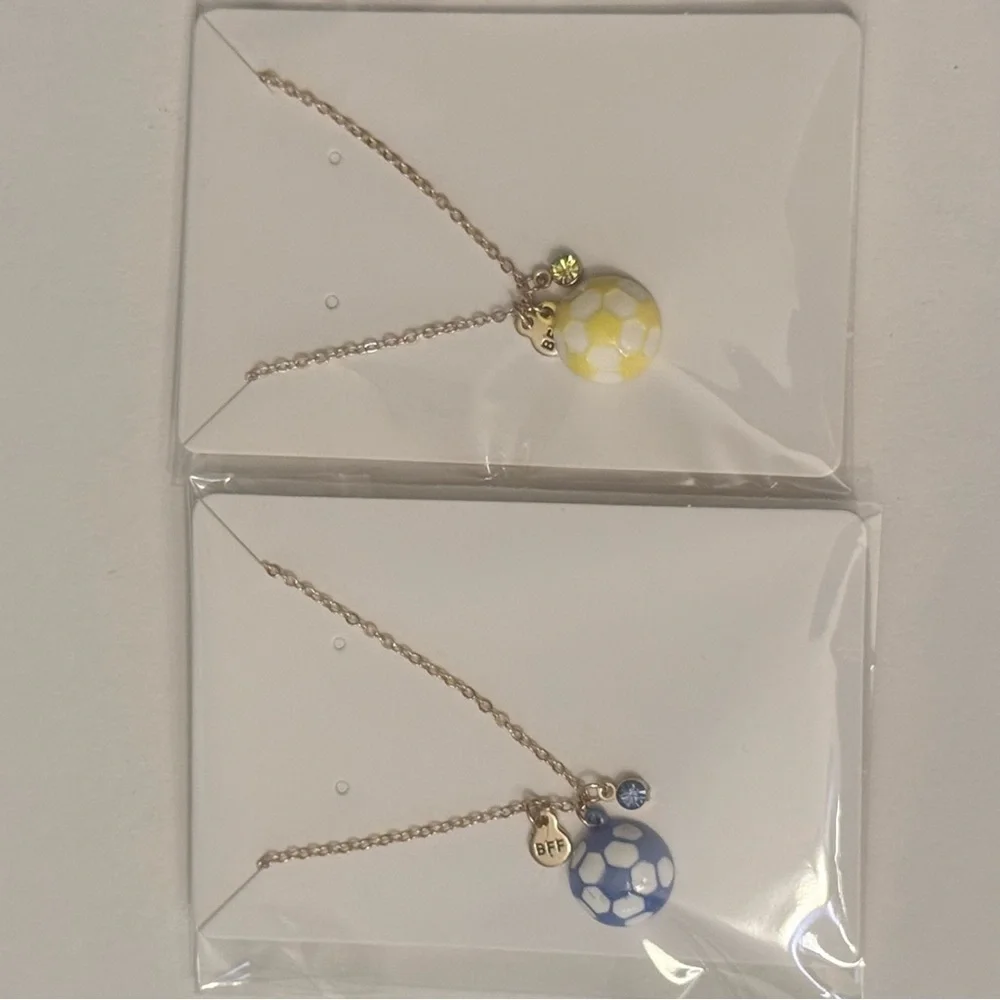 Claire's Blue and Yellow Soccer Ball BFF Necklace Set